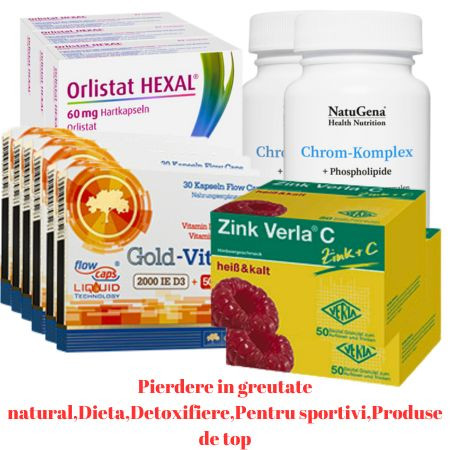 3X84 BUC.ORLISTAT HEXAL+2X50 BUC ZINC VERLAC 10MG+2X120 BUC CHROM COPLEX +6X30 CAPSULE GOD VITD3K2 MK7