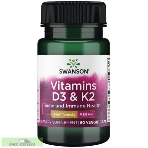 Swanson Vitamine D3 + K2 / 60 Capsule pe bază de plante (vegane)